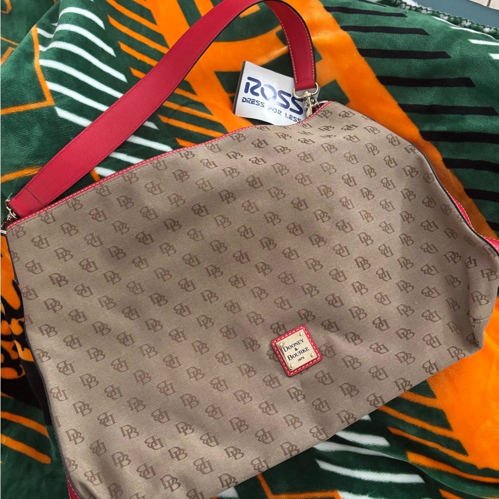 Dooney & Bourke Tan and Red Shoulder Bag